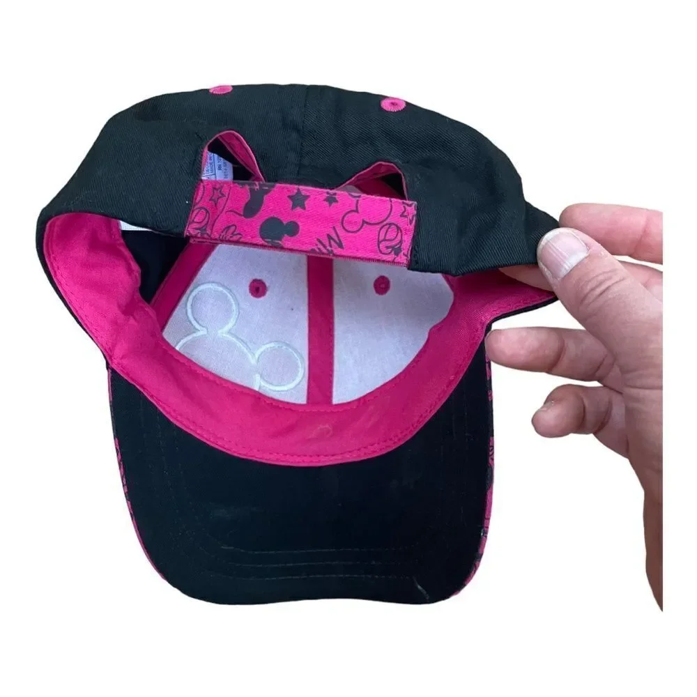 Disney Parks Mickey Mouse Baseball Hat Youth Size Cap Black And Pink